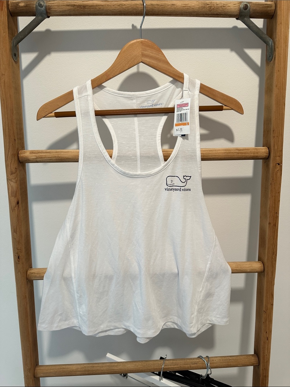 Vineyard Vines White Women's Racerback Tank with Whale Logo